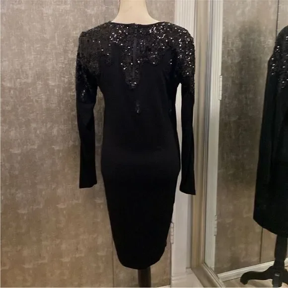 Moschino Black Long Sleeve Sequin  sweater Dress, M-L - Picture 6 of 9